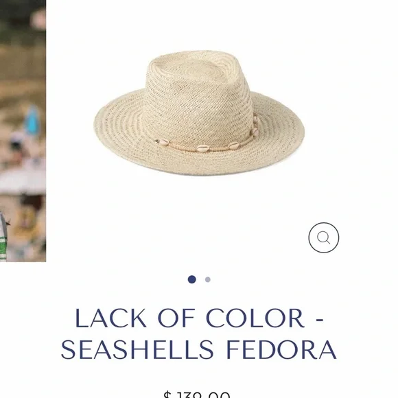 Lack Of Color Natural Straw Wide-Brim Fedora with Shell Trim - Picture 2 of 5